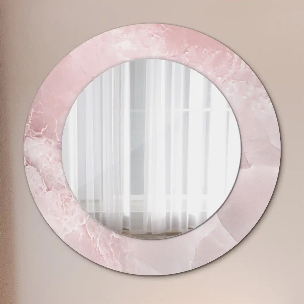 Round printed mirror Pink stone