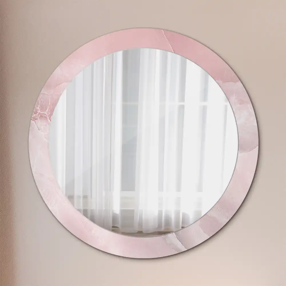 Round printed mirror Pink stone