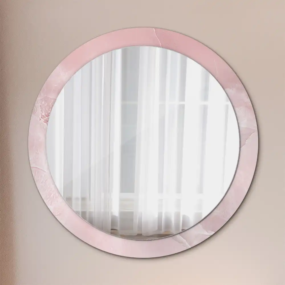 Round printed mirror Pink stone