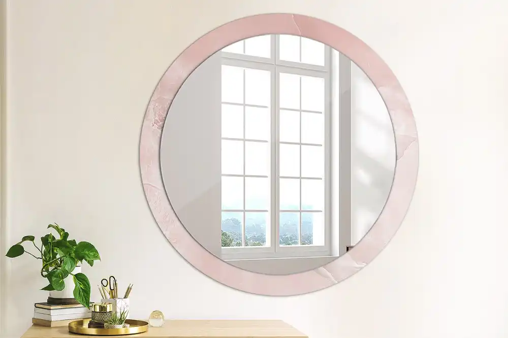 Round printed mirror Pink stone