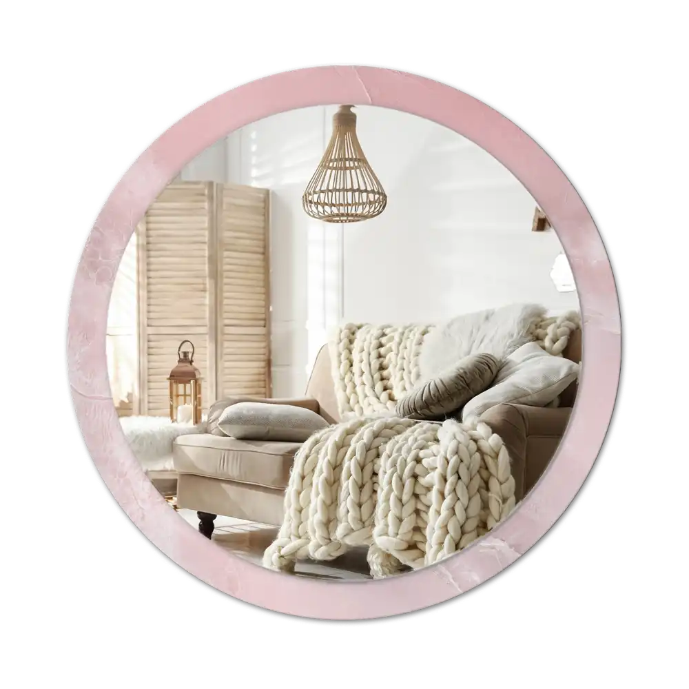 Round printed mirror Pink stone