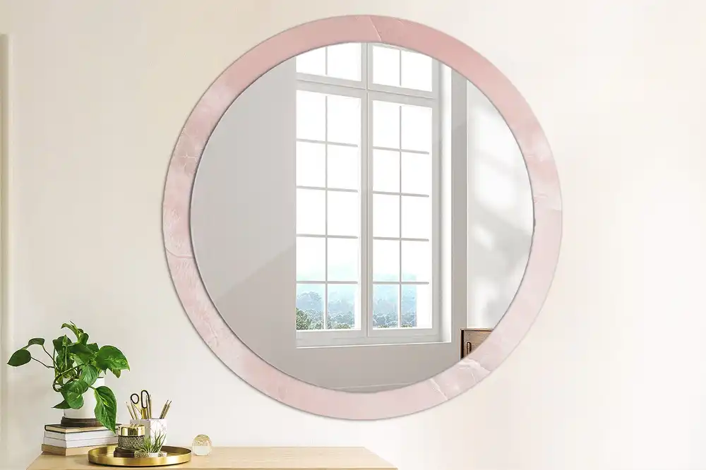 Round printed mirror Pink stone