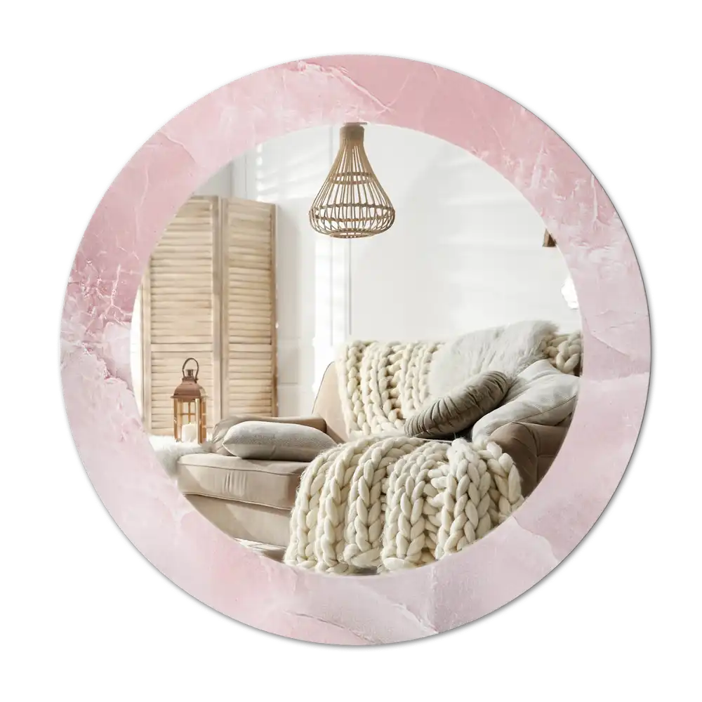 Round printed mirror Pink stone
