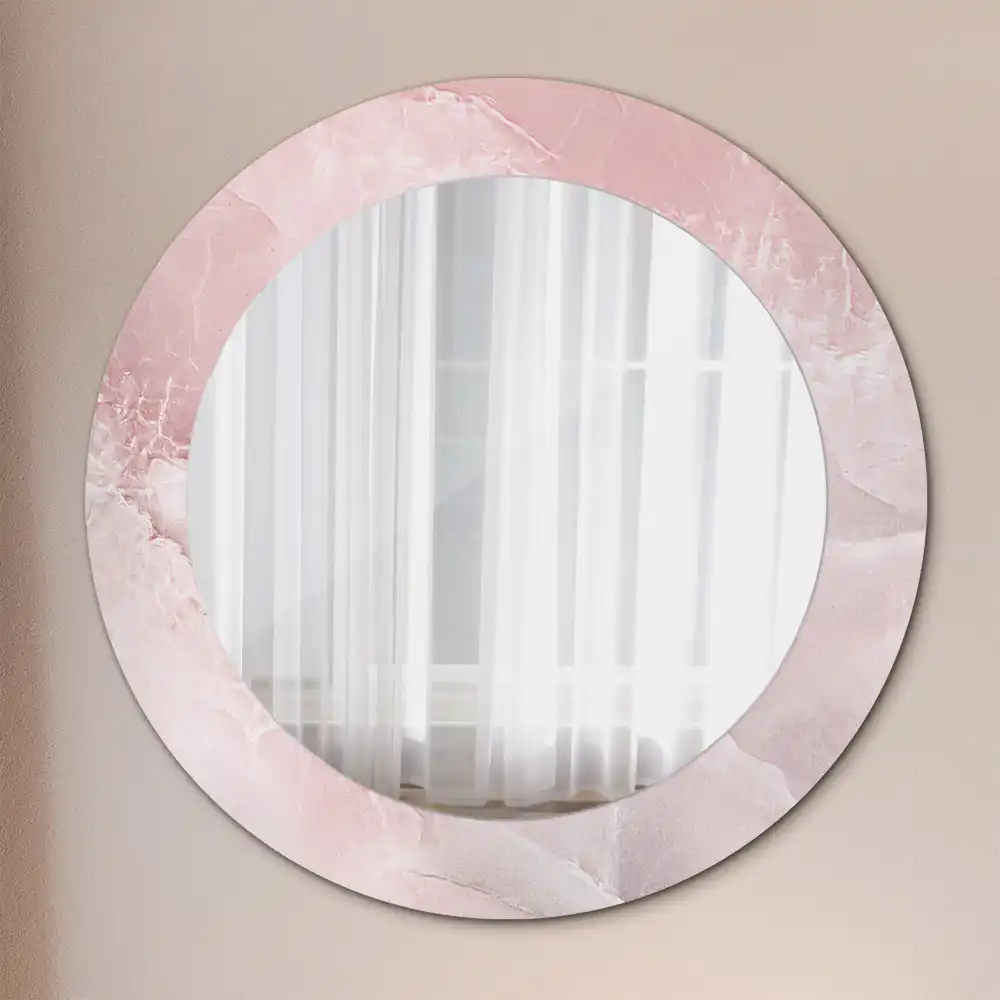 Round printed mirror Pink stone
