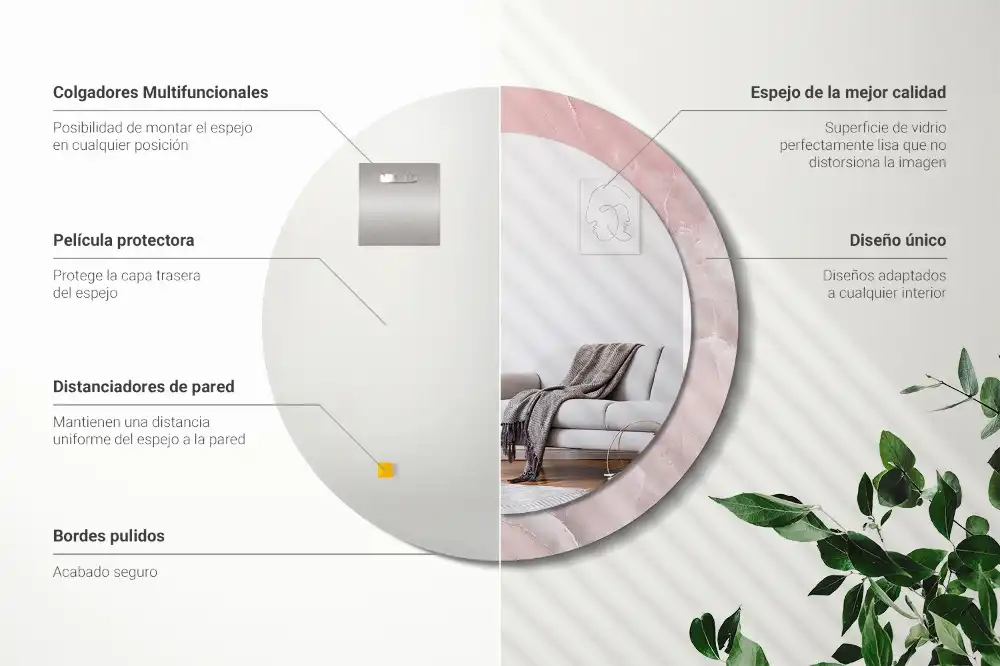 Round printed mirror Pink stone