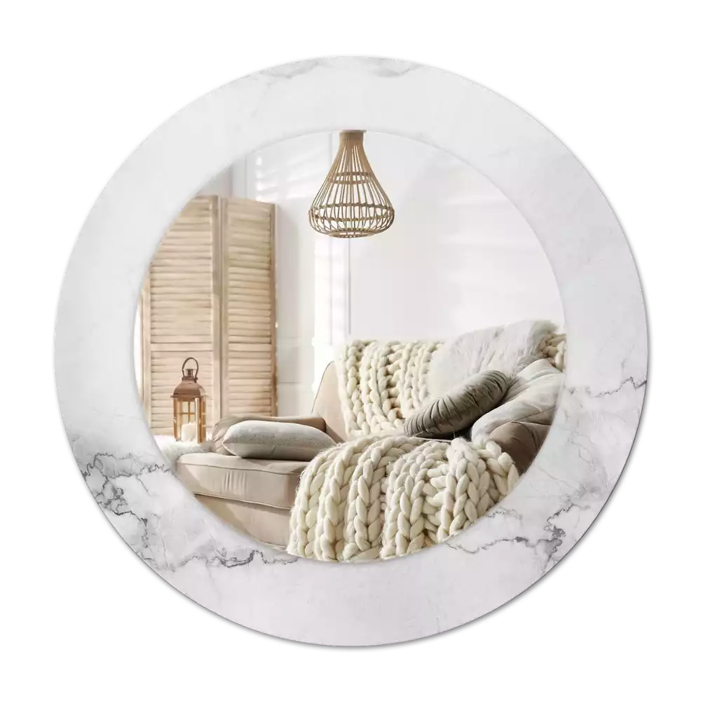Round wall mirror decor White marble