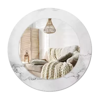 Round wall mirror decor White marble