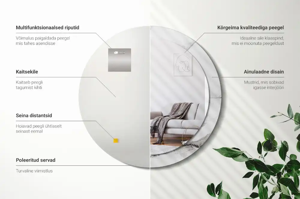 Round wall mirror decor White marble