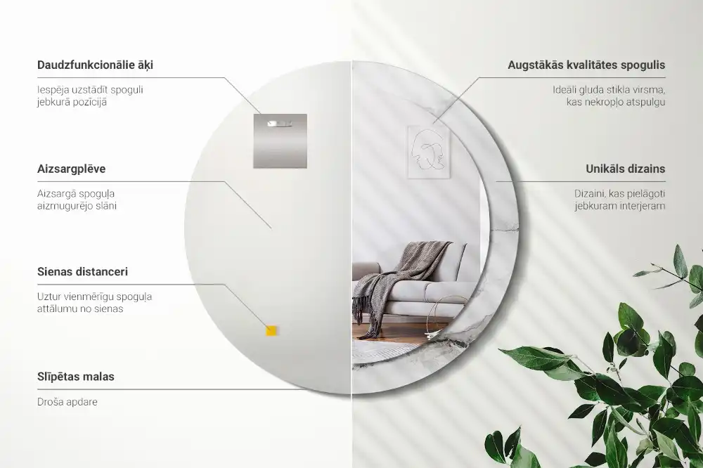 Round wall mirror decor White marble