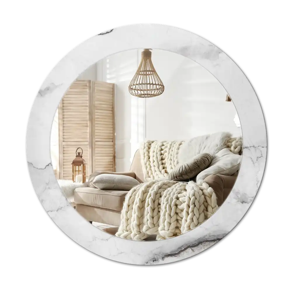Round wall mirror decor White marble