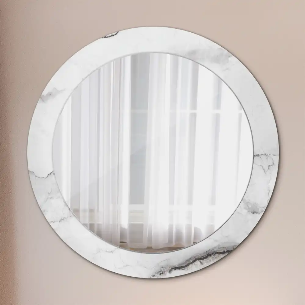 Round wall mirror decor White marble