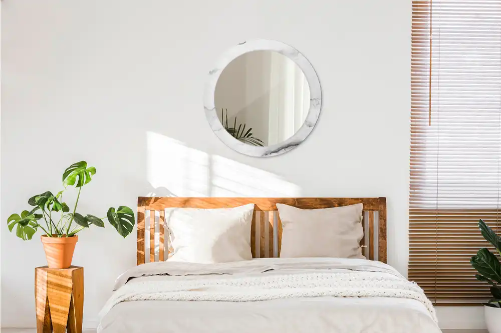 Round wall mirror decor White marble