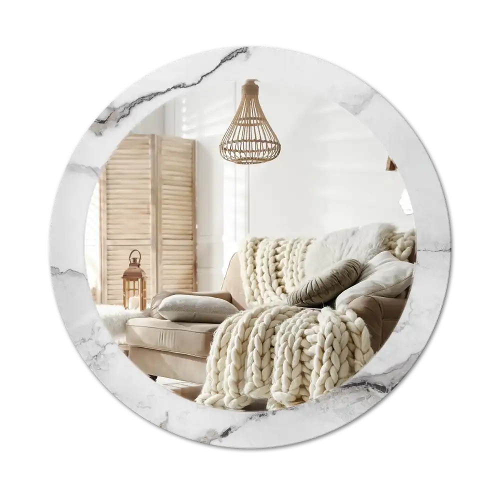 Round wall mirror decor White marble