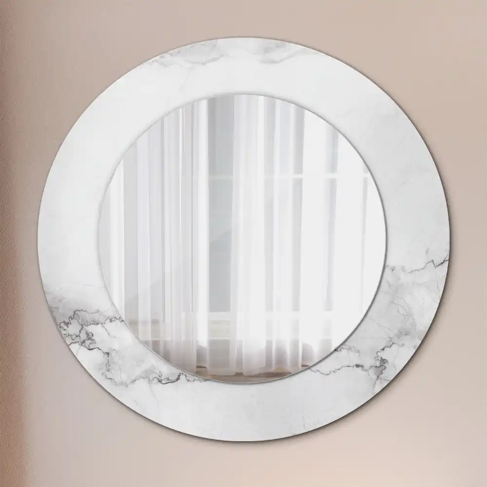 Round wall mirror decor White marble