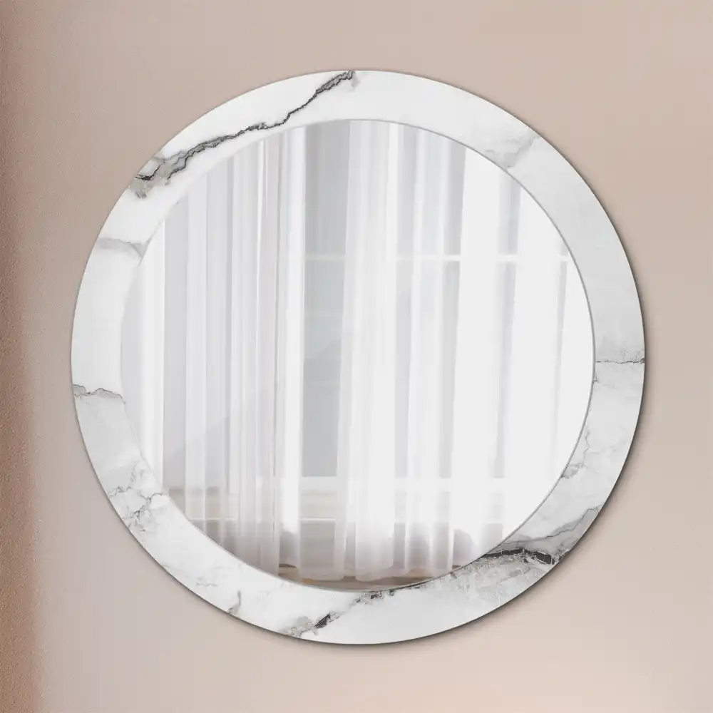 Round wall mirror decor White marble