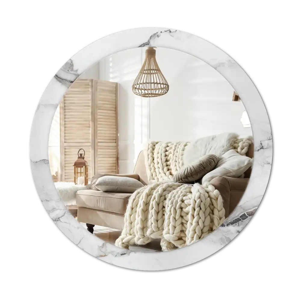 Round wall mirror decor White marble