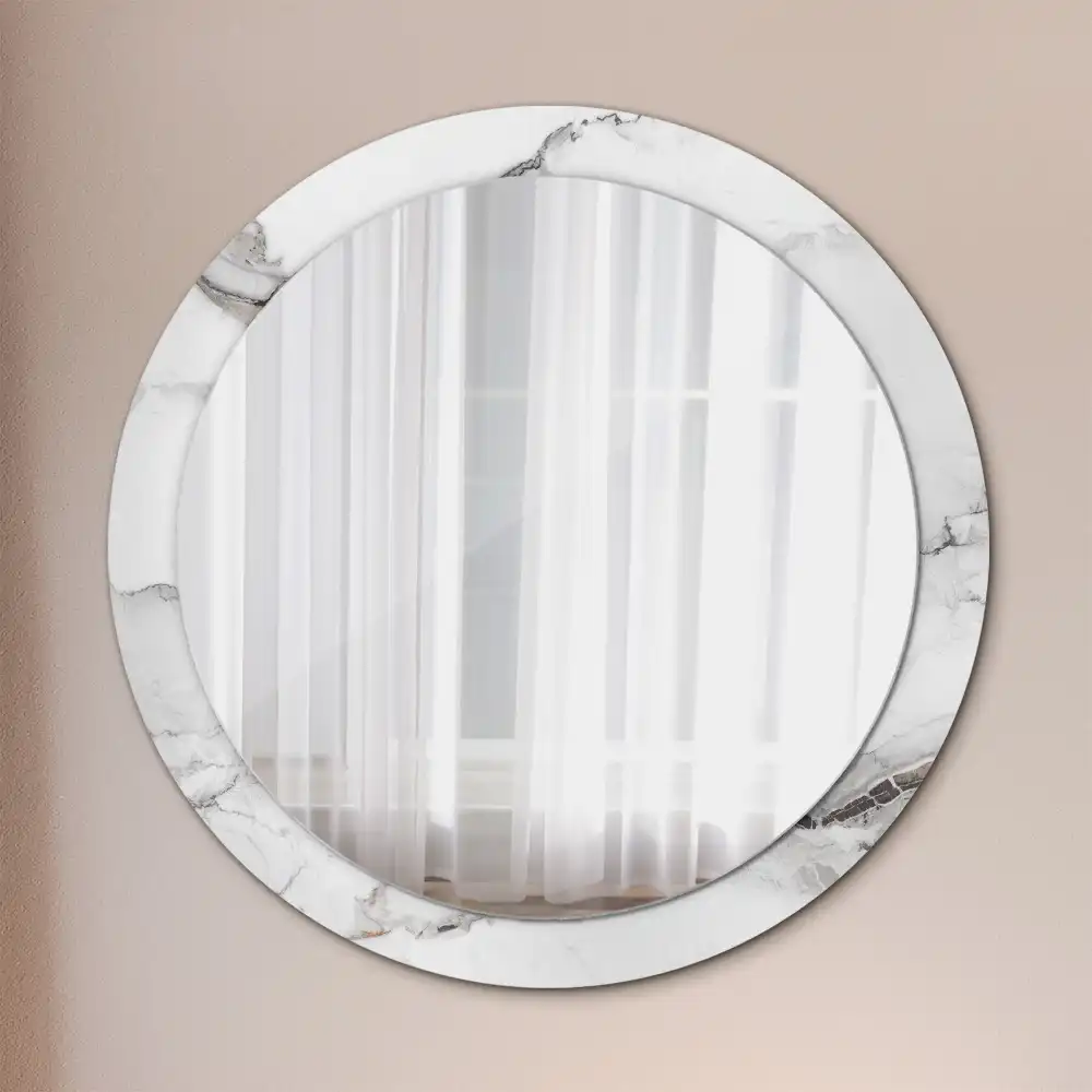 Round wall mirror decor White marble