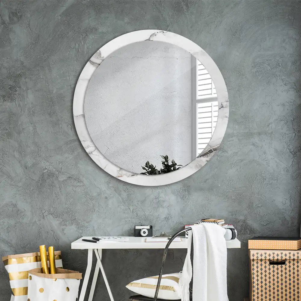 Round wall mirror decor White marble