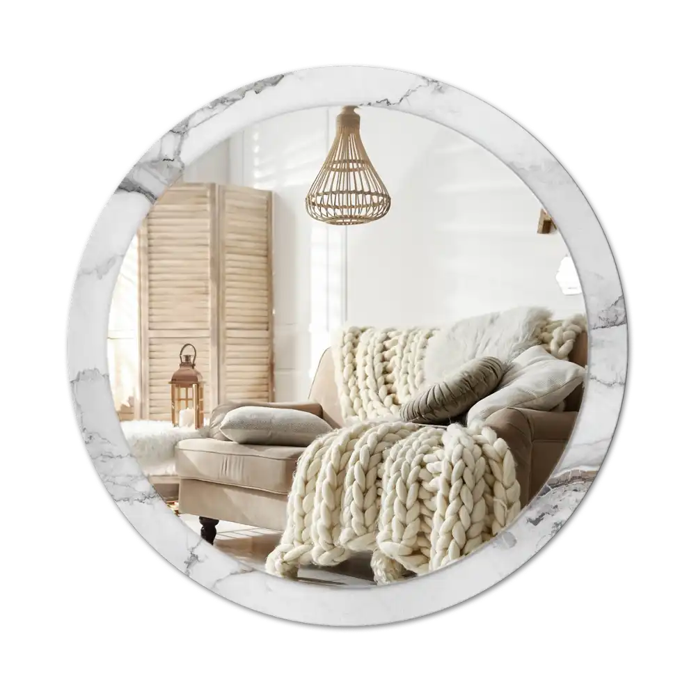Round wall mirror decor White marble