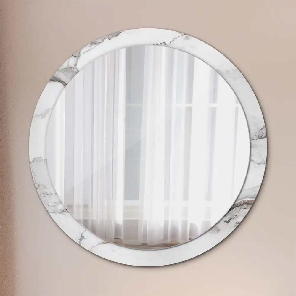 Round wall mirror decor White marble