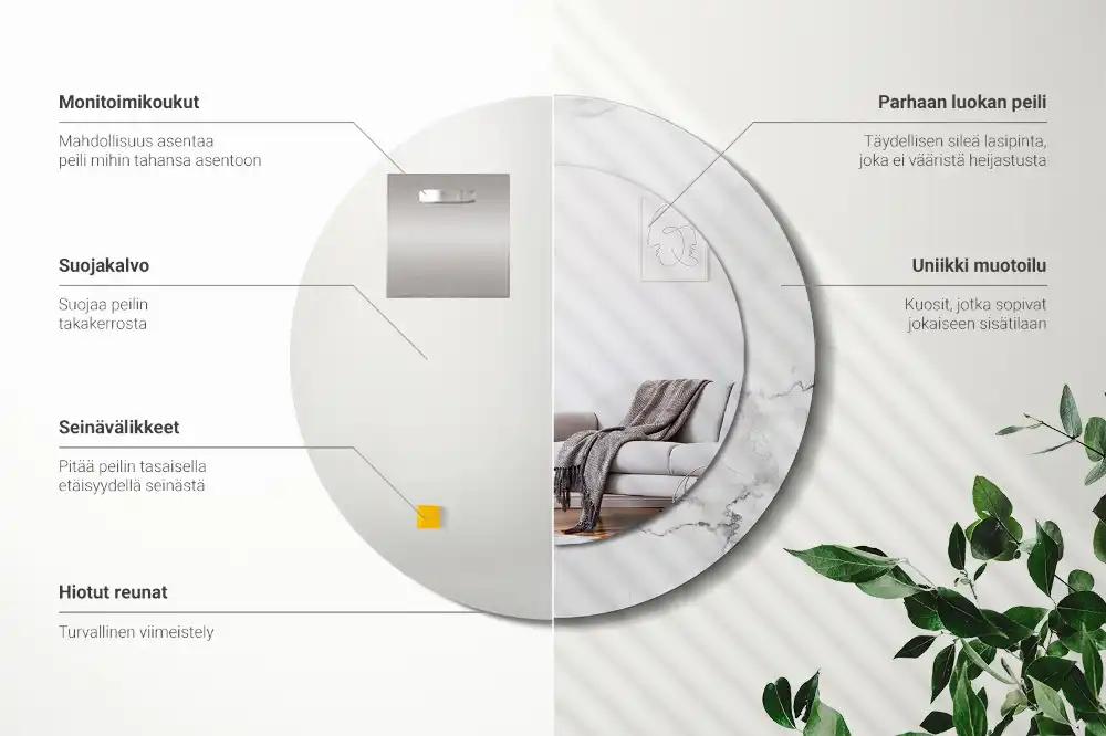 Round wall mirror decor White marble