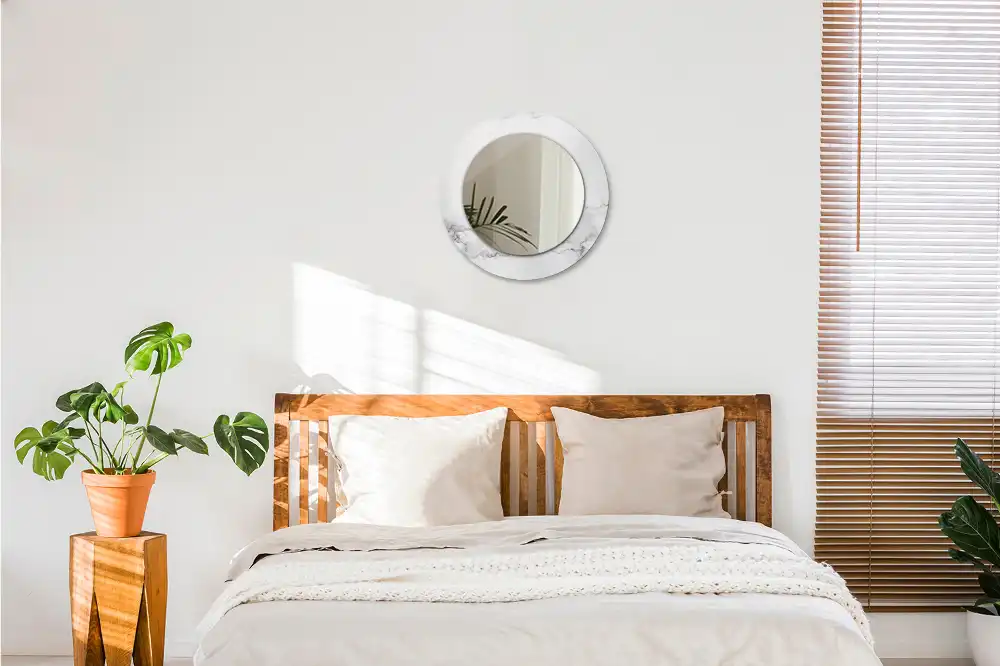 Round wall mirror decor White marble