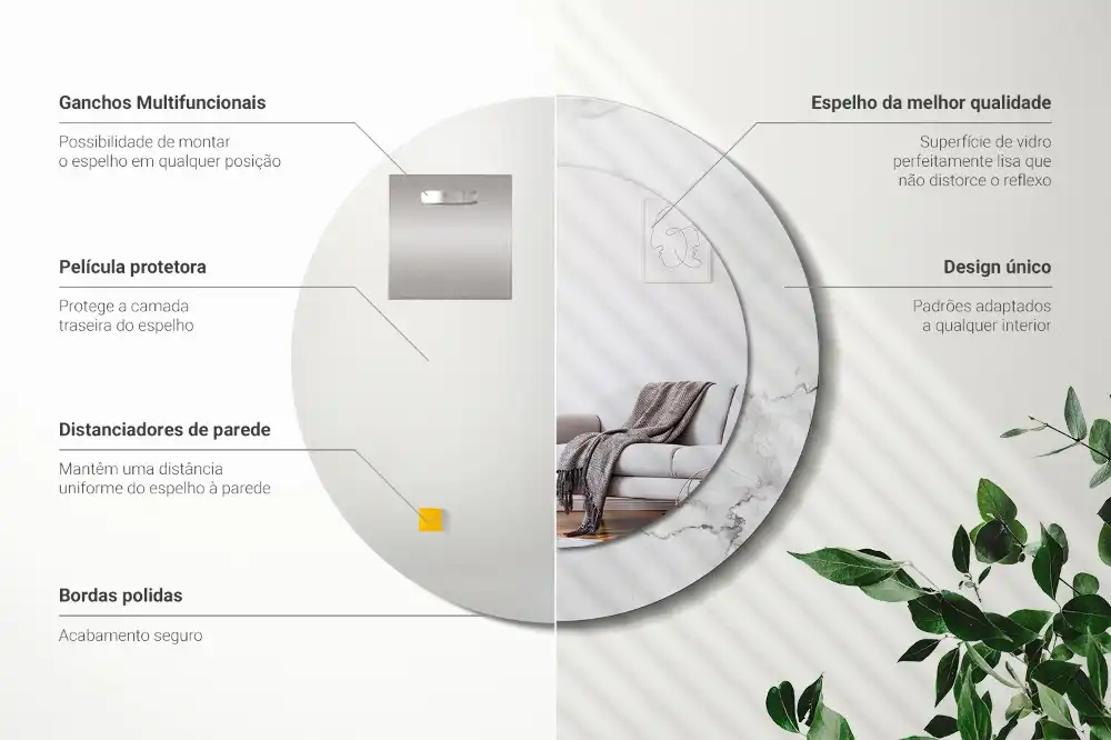 Round wall mirror decor White marble