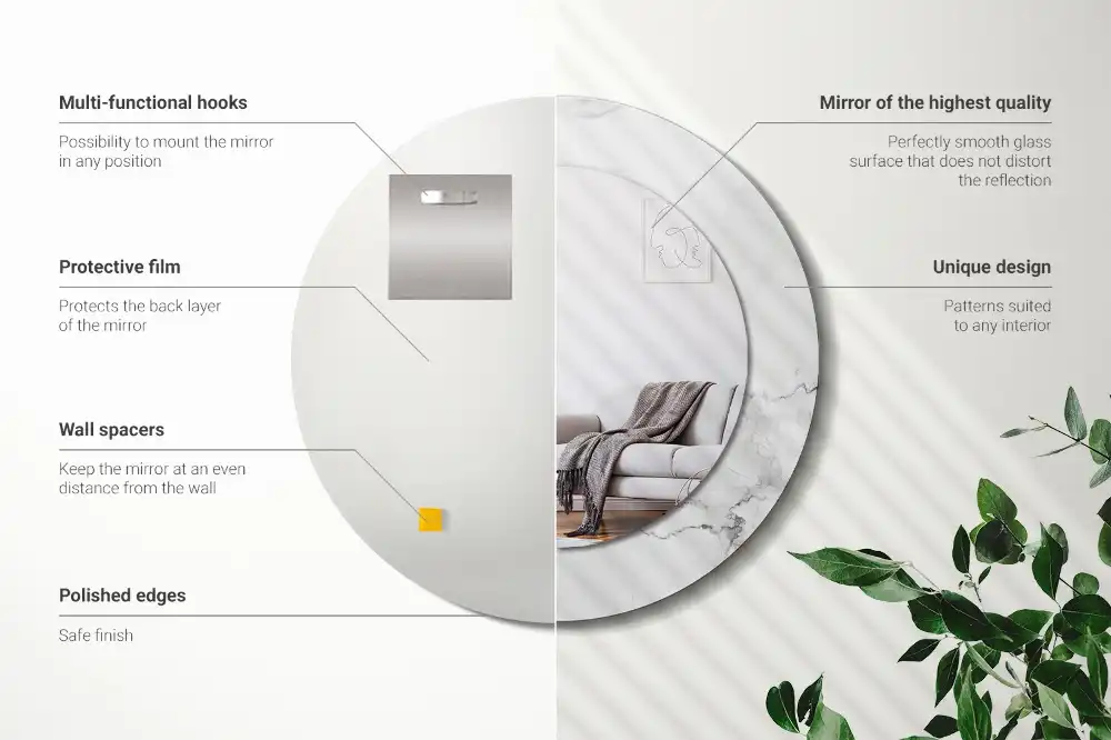 Round wall mirror decor White marble