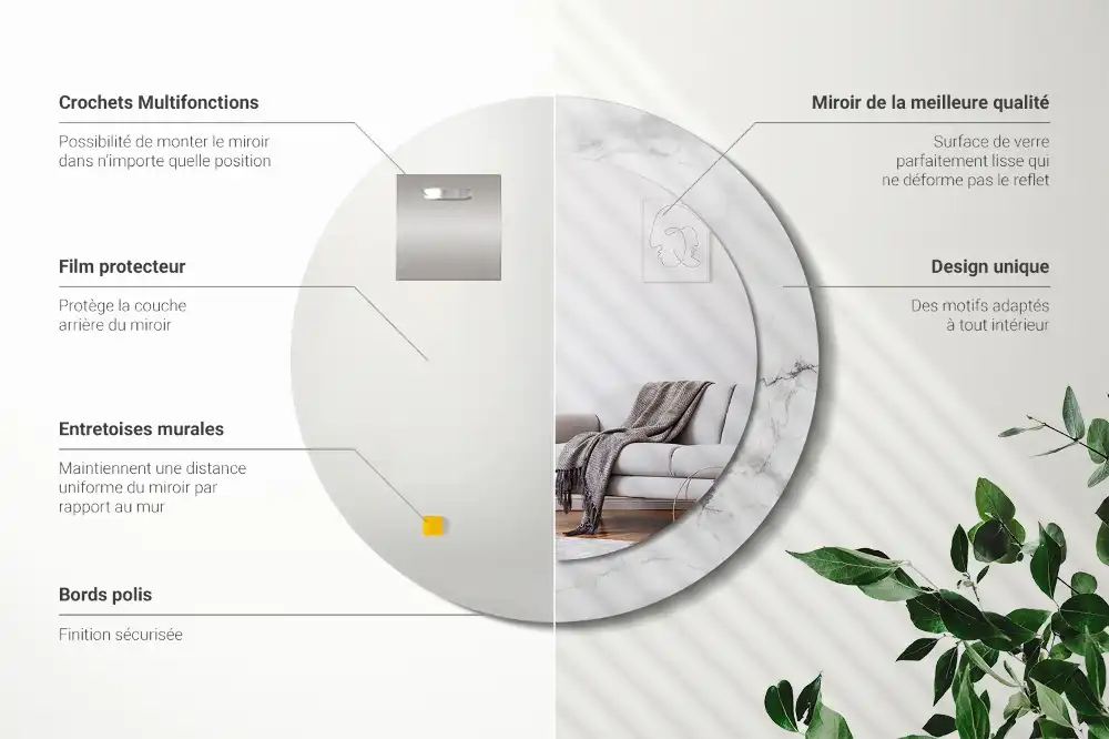 Round wall mirror decor White marble