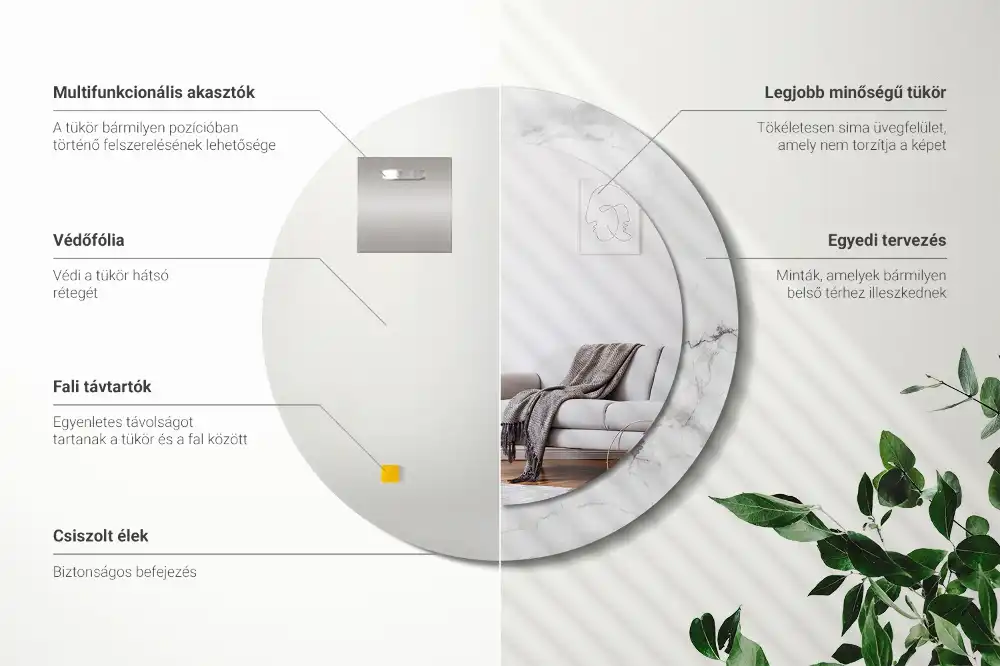 Round wall mirror decor White marble