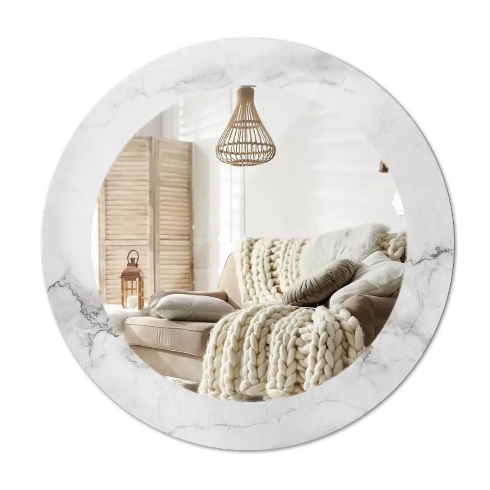 Round wall mirror decor White marble