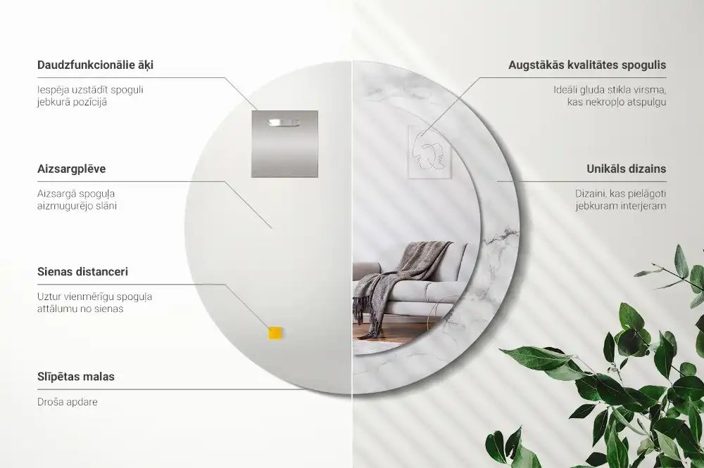 Round wall mirror decor White marble