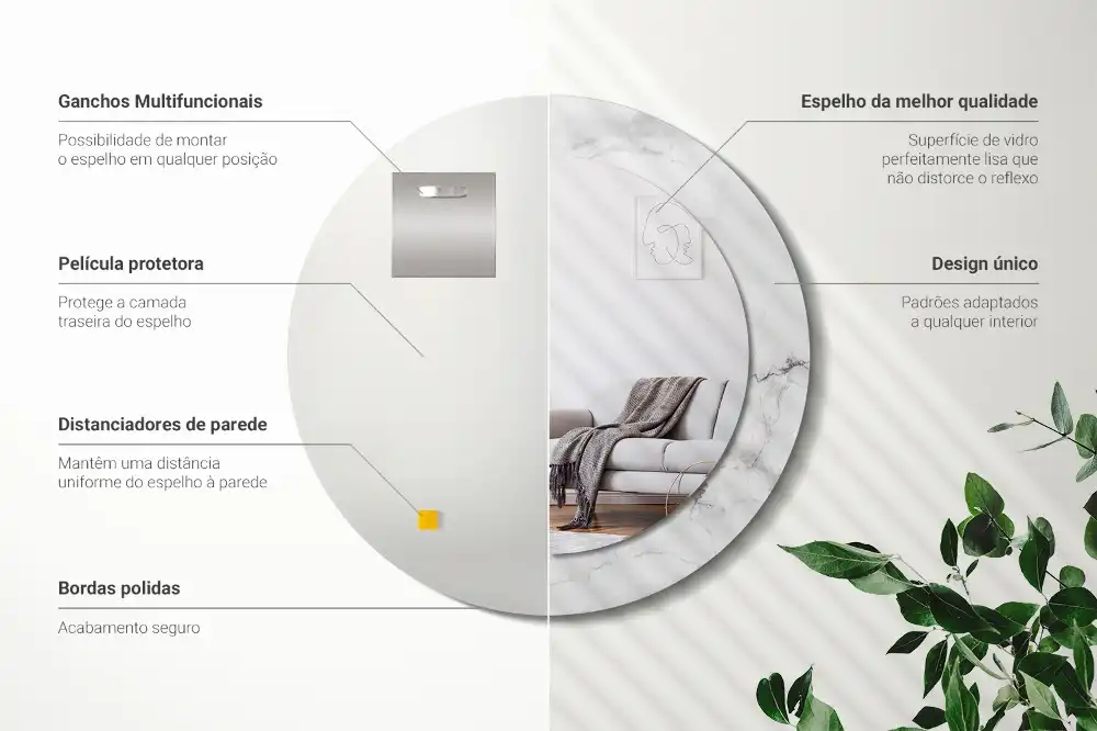 Round wall mirror decor White marble