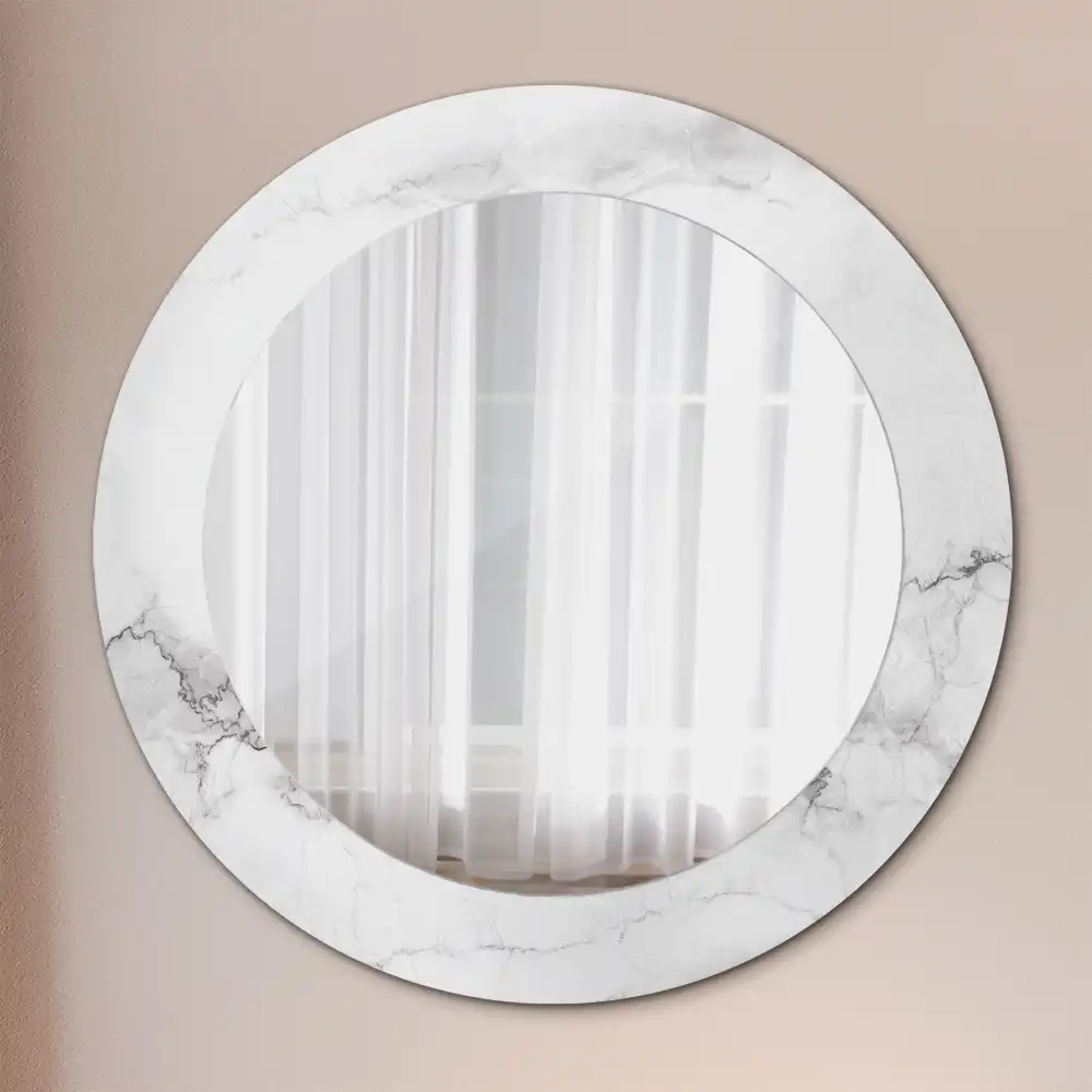 Round wall mirror decor White marble