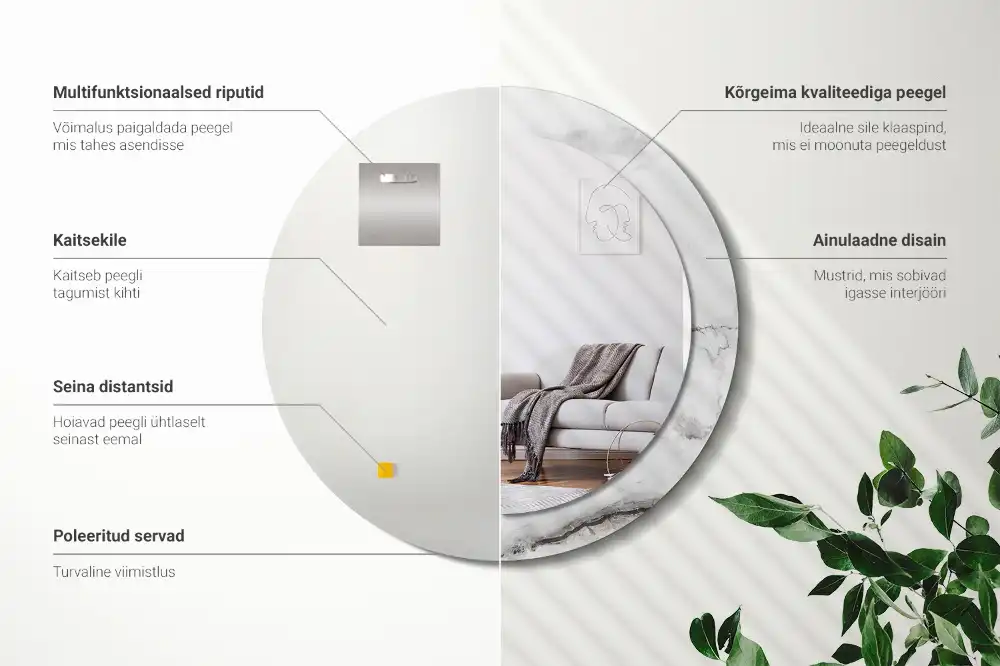 Round wall mirror decor White marble