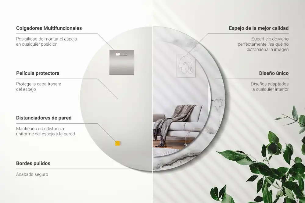 Round wall mirror decor White marble