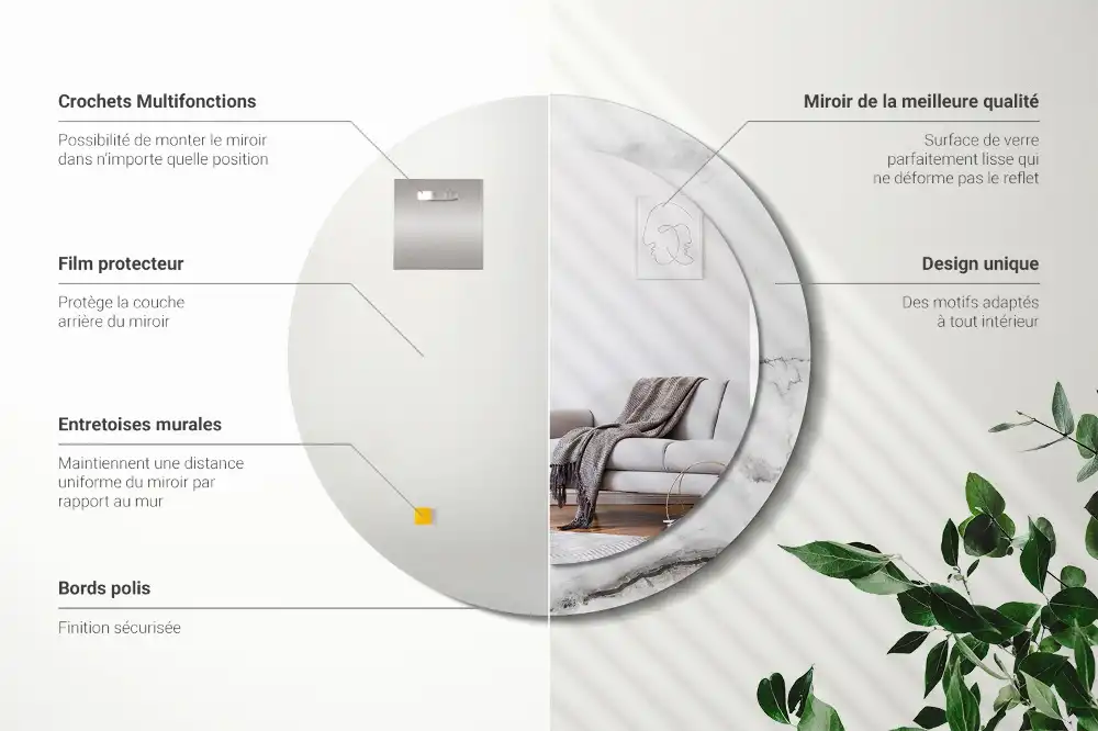 Round wall mirror decor White marble