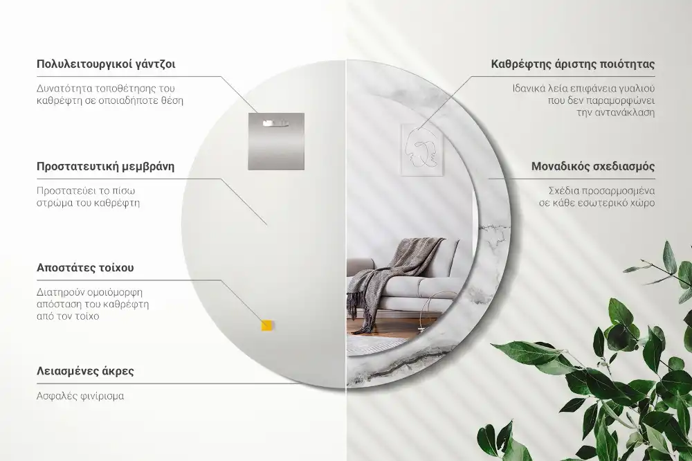 Round wall mirror decor White marble