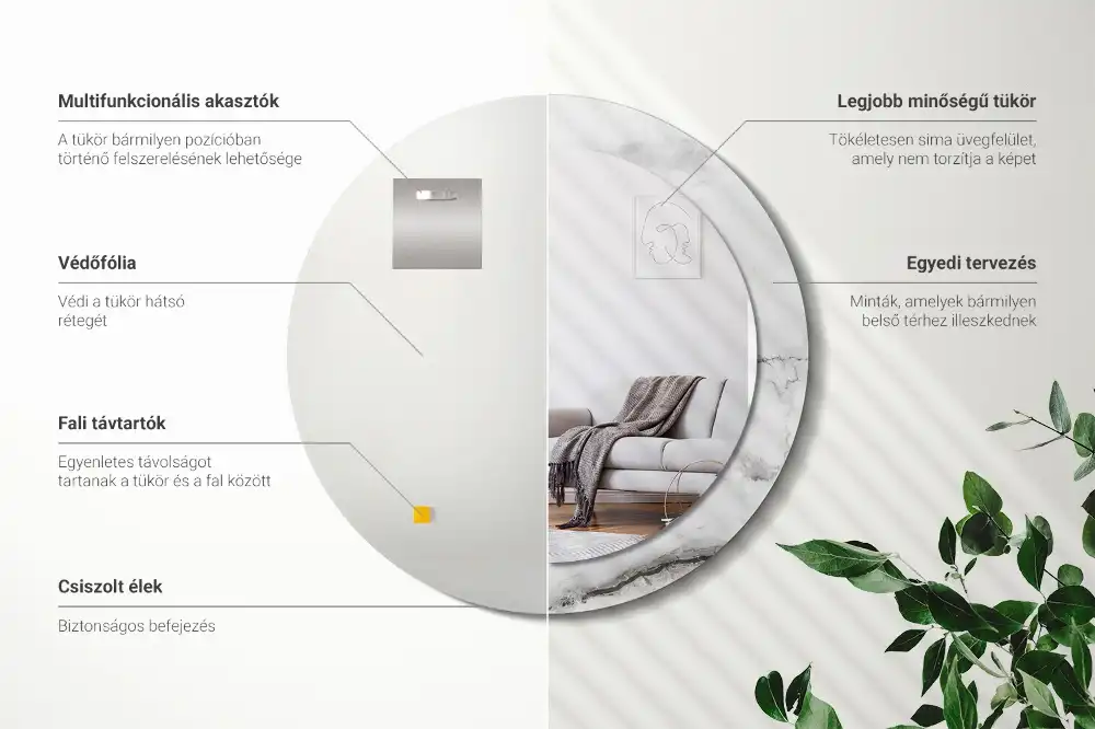 Round wall mirror decor White marble