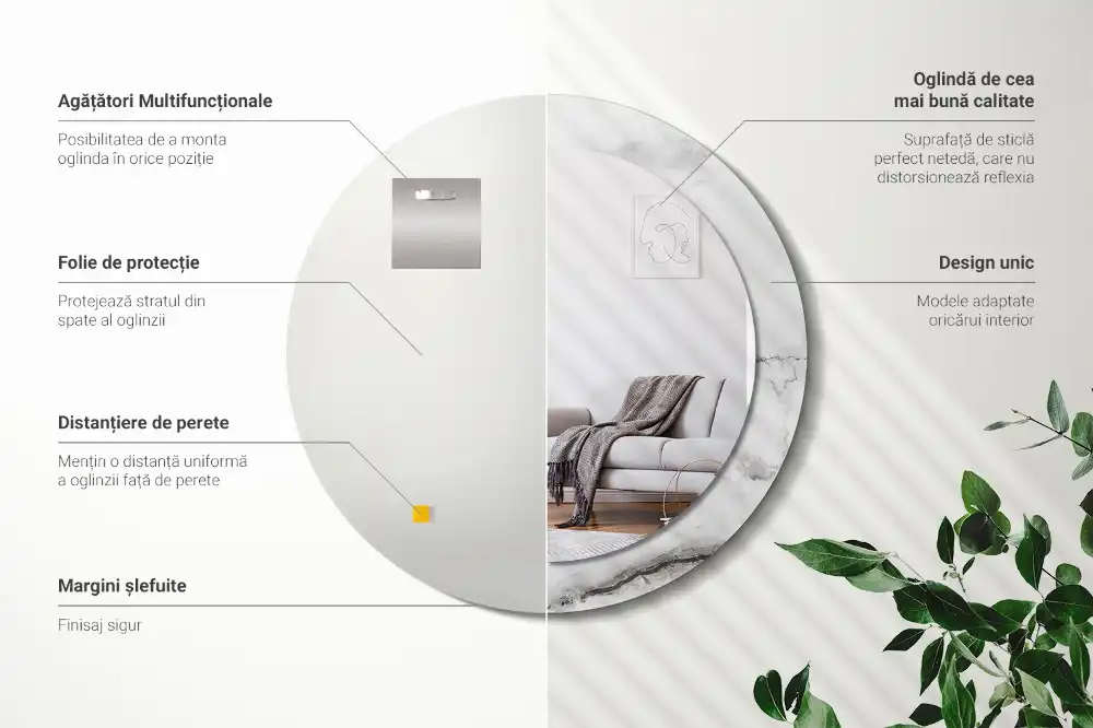 Round wall mirror decor White marble