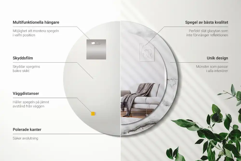 Round wall mirror decor White marble