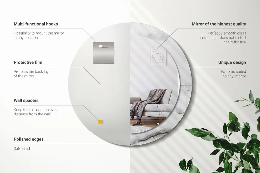 Round wall mirror decor White marble