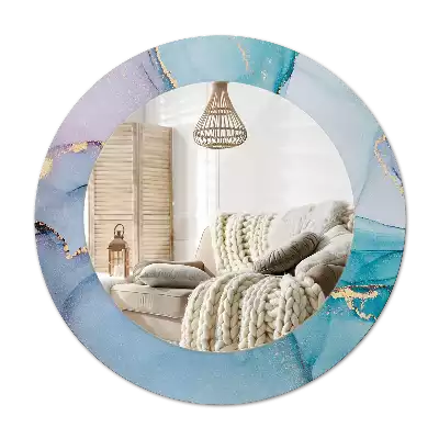 Round wall mirror decor Abstract fluid