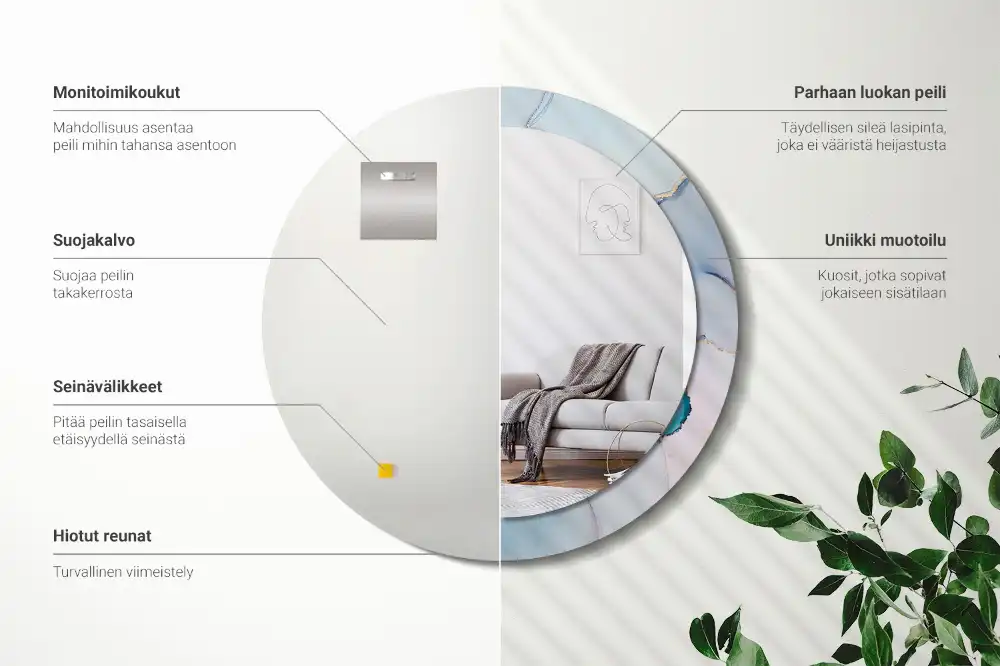 Round wall mirror decor Abstract fluid