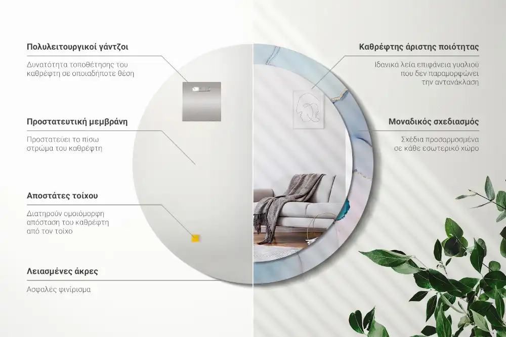 Round wall mirror decor Abstract fluid