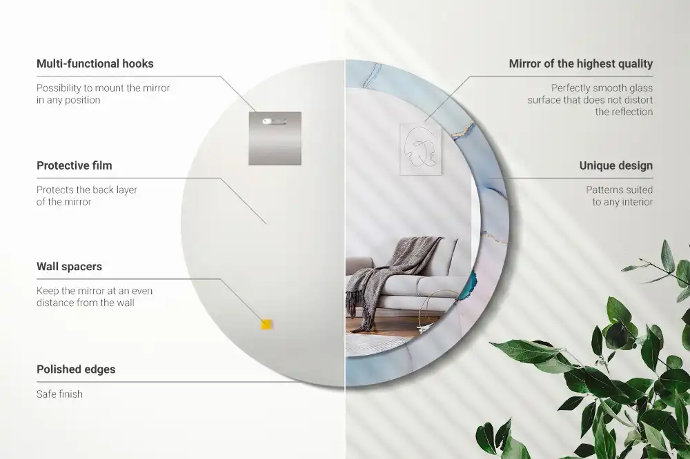 Round wall mirror decor Abstract fluid