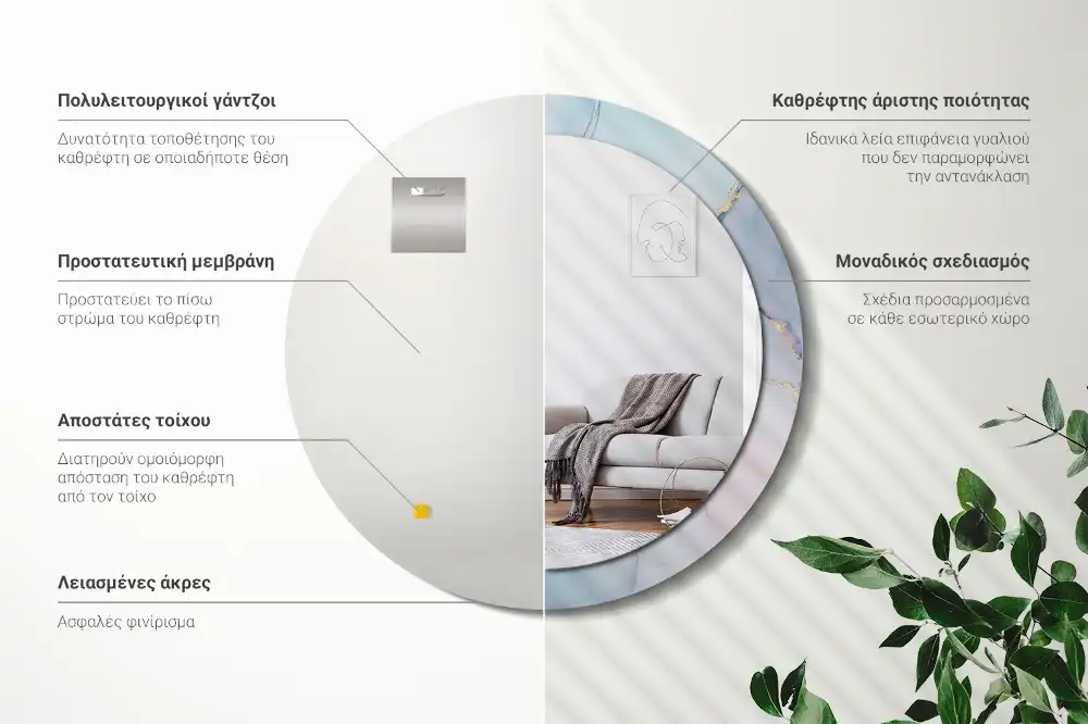 Round wall mirror decor Abstract fluid