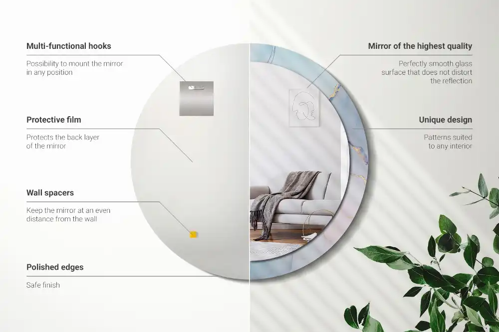 Round wall mirror decor Abstract fluid