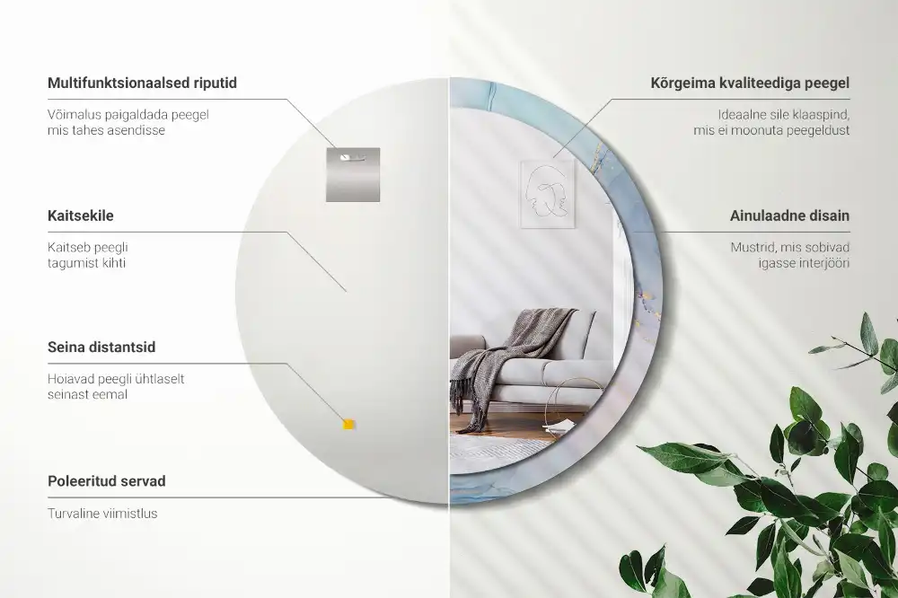 Round wall mirror decor Abstract fluid