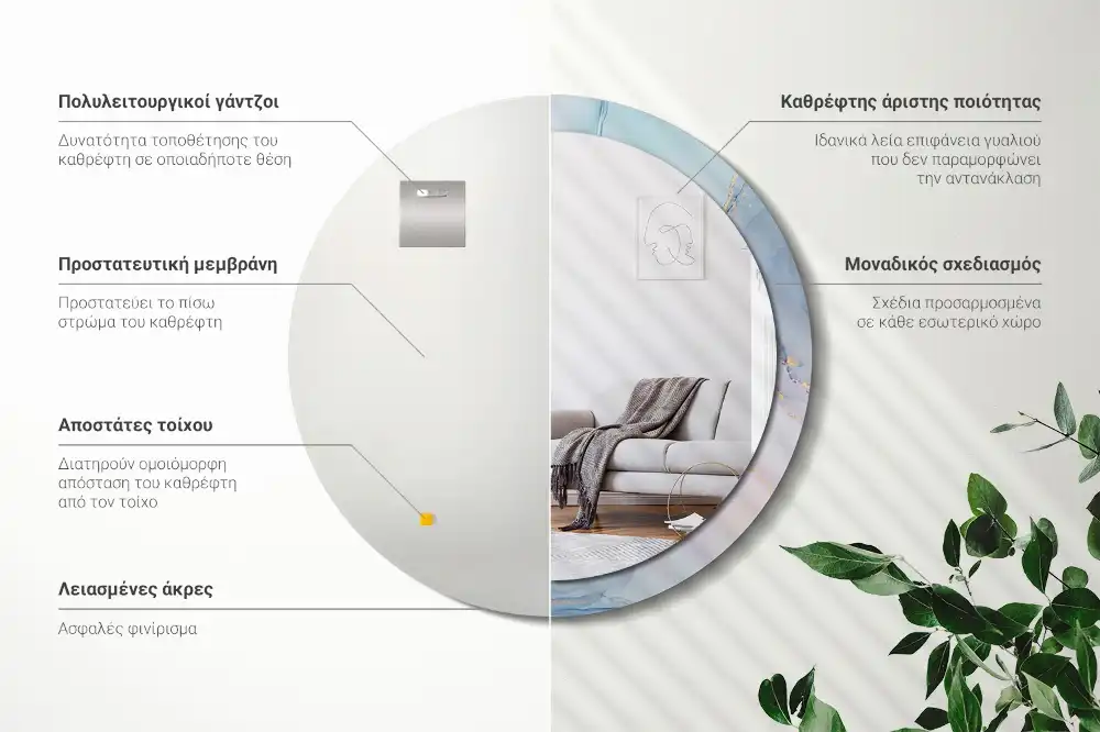 Round wall mirror decor Abstract fluid